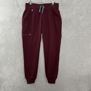 Figs Scrubs Zamora Joggers Pants XSP Maroon Pull On Cargo Zip Pocket Nurse  GUC